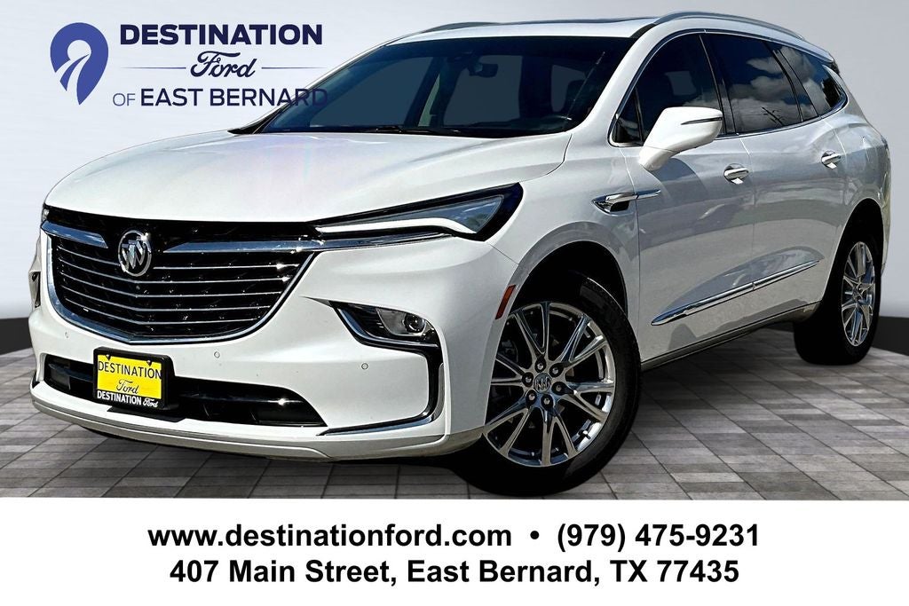 2023 Buick Enclave Premium Group in White Frost Tricoat — front three-quarter view