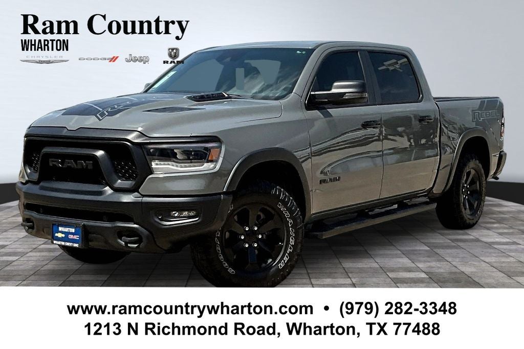 2023 RAM 1500 Rebel in Ceramic Gray Clearcoat — front three-quarter view